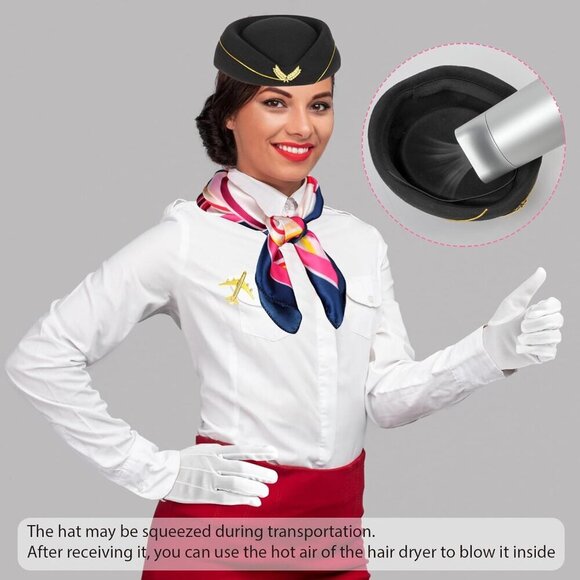 4PCS Flight Attendant Costume Woolen Accessories Set for Women Halloween Cosplay main image 6